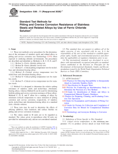 Stainless Steel Corrosion Test Methods (G48)