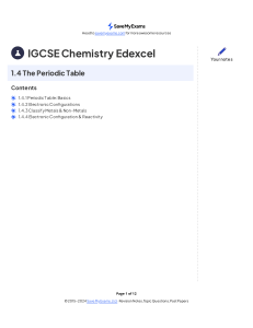 IGCSE Chemistry: The Periodic Table - Revision Notes