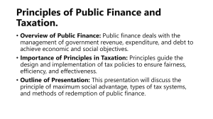 Principles of Public Finance and Taxation