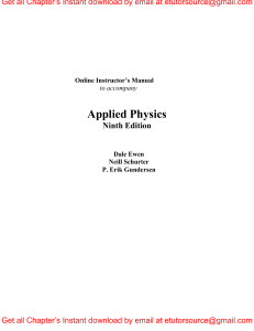 Solutions Manual For Applied Physics 9th Edition By Dale Ewen Neill Schurter Erik Gundersen
