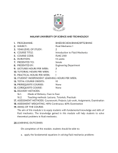 Fluid Mechanics module outline