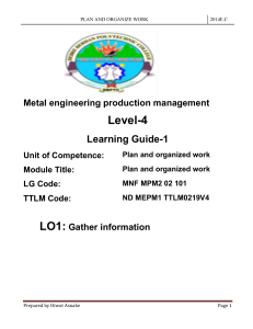 Metal Engineering Production Management Learning Guide