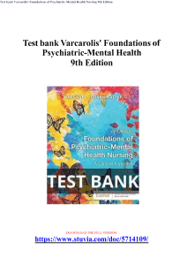 test bank Varcarlis foundation of psychiatric mental health 9th edition