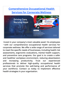 Comprehensive Occupational Health Services for Corporate Wellness