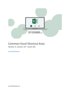 Common Excel Shortcut Keys