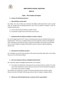 Mughal Empire Worksheet: Babur, Akbar, Aurangzeb