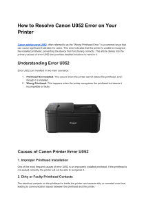 How to Resolve Canon U052 Error on Your Printer