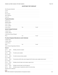 Fire Alarm Acceptance Test Checklist NFPA 72