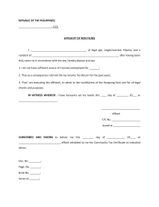 Affidavit Of Non-Filing Of Income Tax Return