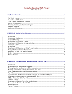 Physics Table of Contents: Motion, Newton's Laws