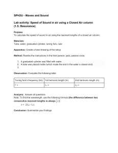 Speed of Sound Lab: Closed Air Column Resonance