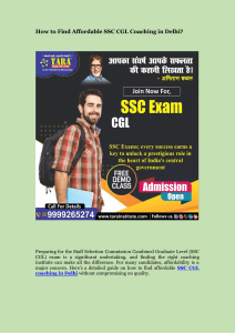 How to Find Affordable SSC CGL Coaching in Delhi