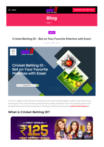 Cricket Betting ID – Bet on Your Favorite Matches with Ease!