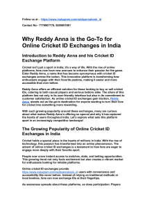 Reddy Anna Review: Is It the Best Platform for Cricket ID Exchange in India?