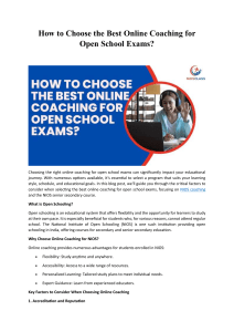 How to Choose the Best Online Coaching for Open School Exams