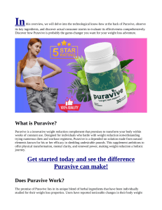 Puravive: Weight Loss Supplement Overview & Benefits