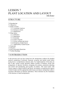 Plant Location and Layout Lesson