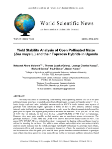 Yield Stability Analysis of Open Pollinated Maize (Zea mays L.) and their Topcross Hybrids in Uganda