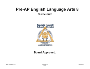 Pre-AP ELA 8 Curriculum: Standards & Unit Overview