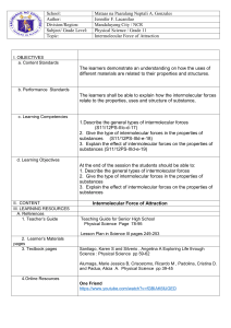 Intermolecular Forces Lesson Plan