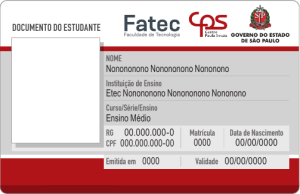 Carteira de Estudante Fatec/Etec Ensino Médio