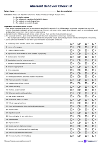 Aberrant Behavior Checklist for Children