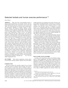 Herbs-Selected herbals and human exercise performance