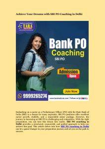 Achieve Your Dreams with SBI PO Coaching in Delhi