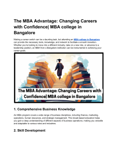 The MBA Advantage  Changing Careers with Confidence  MBA college in Bangalore