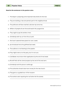 Passive Voice - PDF Grammar Worksheet - B1 - PA013