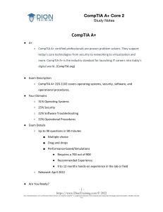 CompTIA A+ Core 2 Study Notes