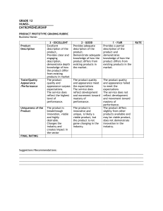 PRODUCT PROTOTYPE RUBRICS