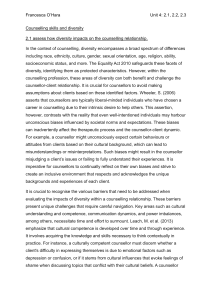 assess how diversity impacts the counselling relationship