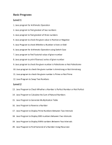 Java Programming Exercises List