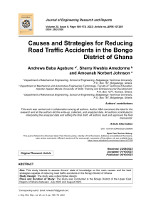 Road Traffic Accidents in Bongo, Ghana: Causes & Strategies