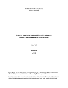 Achieving Scale in the Residential Remodeling Industry - Findings From Interviews With Industry Leaders