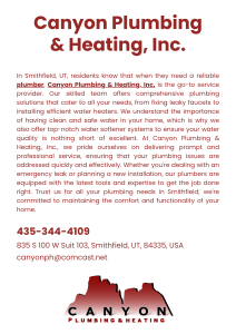 Canyon Plumbing & Heating: Reliable Plumbers in Smithfield, UT