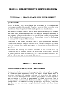 Human Geography Tutorial: Space, Place, Environment