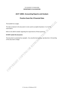 ACCT 10001 Practice Exam: Financial Data