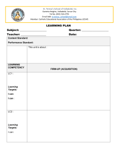 Learning Plan Template - St. Teresa's School