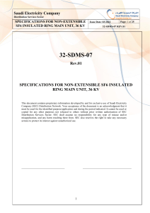 SF6 Insulated Ring Main Unit Specification, 36 kV