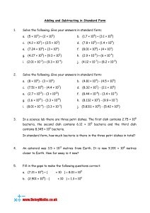 Adding and Subtracting in Standard Form