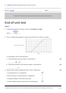 Middle School Science End-of-Unit Test