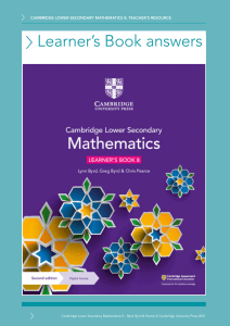 Cambridge Math 8: Learner's Book Answers & Teacher Resource