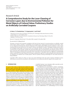 A comprehensive Study for Laser Cleaning of Corrosion Layers due to environmental pollution for metal objects of cultural value Preliminary styudies on artificially corrodes coupons