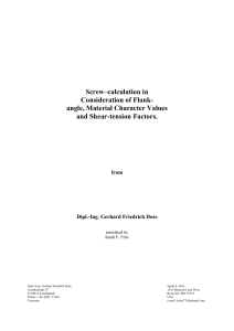 Hexagon - Screw Calculation in Consideration of Flank-angle, Material Character Values, and Shear-tension Factors