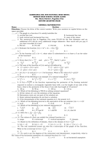 General Mathematics Exam for Senior High School