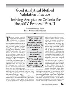 Good analytical method validation practice, deriving acceptance criteria for the AMV rotocol