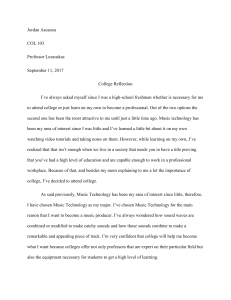 College Reflection Essay: Music Technology