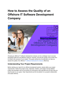 How to Assess the Quality of an Offshore IT Software Development Company